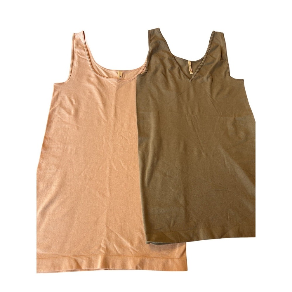 NWT Lot of 2‎ Skinnytees Soft Pink And Mocha Light Brown Tank Tops One Size O/S
